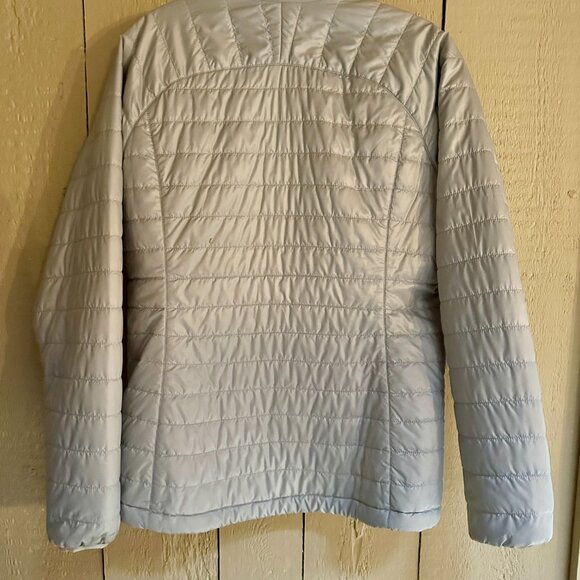 REI Women's Puffer Jacket in Light Grey / Bright Green - Size Medium - Picture 7 of 10